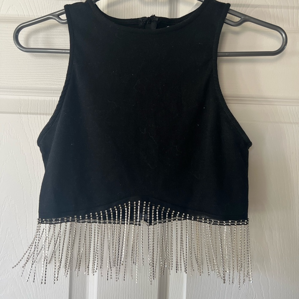 Bejeweled Fringe Tank Top